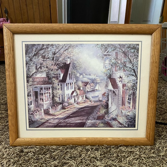 Source Unknown Other - Hand painted antique vintage looking street that leads to the water